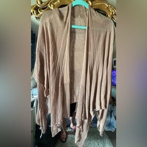 Women's tan knit Open-Front kimono